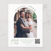 Papier Budget Sage Vert RSVP QR Code Retro Photo Mariage (Dos)