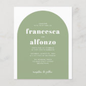 Papier Budget Sage Vert RSVP QR Code Retro Photo Mariage (Devant)