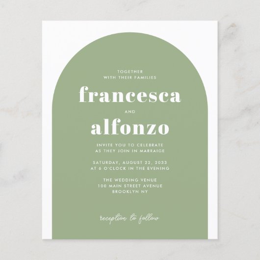 Papier Budget Sage Vert RSVP QR Code Retro Photo Mariage (Devant)