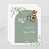 Papier Budget Saint Vache verte Arc Baby shower Invitatio (Devant / Derrière)