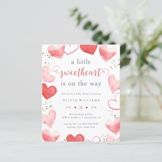 Papier Budget Saint-Valentin Baby shower des coeurs amour (Debout devant)
