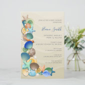 Papier Budget Sandy Ocean Beach Bébé Douche Invitations (Debout devant)