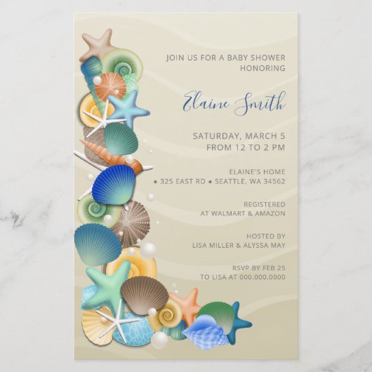 Papier Budget Sandy Ocean Beach Bébé Douche Invitations (Devant)