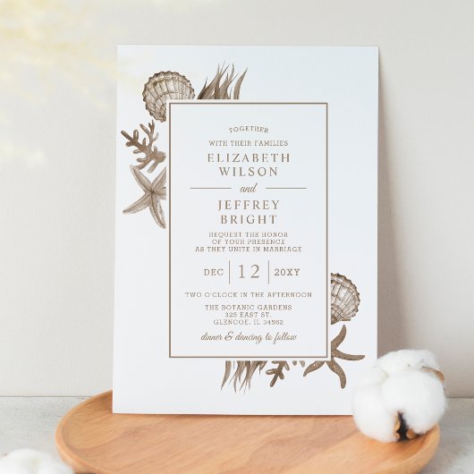 Papier Budget Sandy Seashells Plage Mariage Invitation