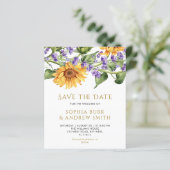 Papier BUDGET Sanflowers & Lavander Enregistrer La Date (Debout devant)