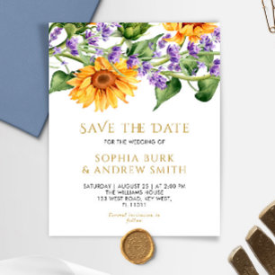 Papier BUDGET Sanflowers & Lavander Enregistrer La Date