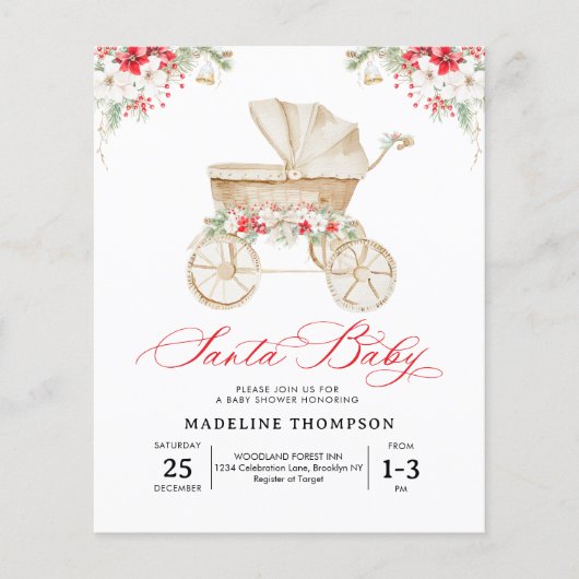Papier BUDGET Santa Baby Christmas Stroller Baby Shower (Devant)