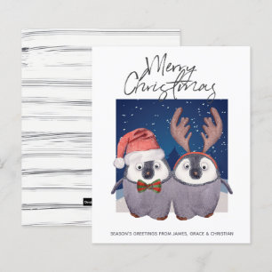Papier BUDGET Santa Renne Noël Couple Pingouin