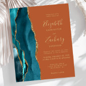 Papier Budget Sarcelle Agate Orange Brûlé Rouille Mariage