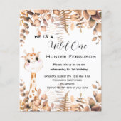 Papier Budget sauvage une invitation de girafe 1er annive (Devant)