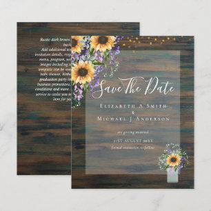 Papier BUDGET SAVE THE DATE Rustique Tournesols Violet