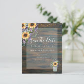 Papier BUDGET SAVE THE DATE Rustique Tournesols Violet (Debout devant)
