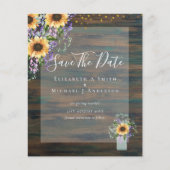 Papier BUDGET SAVE THE DATE Rustique Tournesols Violet (Devant)
