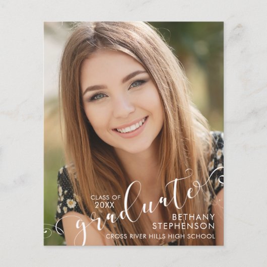 Papier Budget Script 2 Photo Graduate Faire-part (Devant)