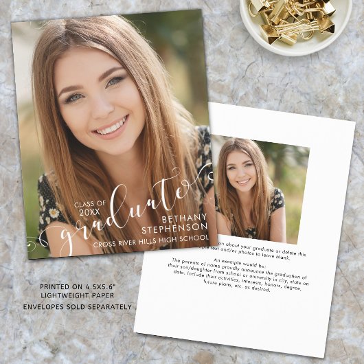 Papier Budget Script 2 Photo Graduate Faire-part