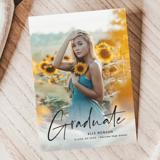 Papier Budget Script 2 Photo Graduation Party Invitation (Créateur téléchargé)