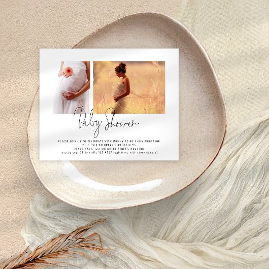 Papier Budget Script 2 Photos Baby shower neutre entre le