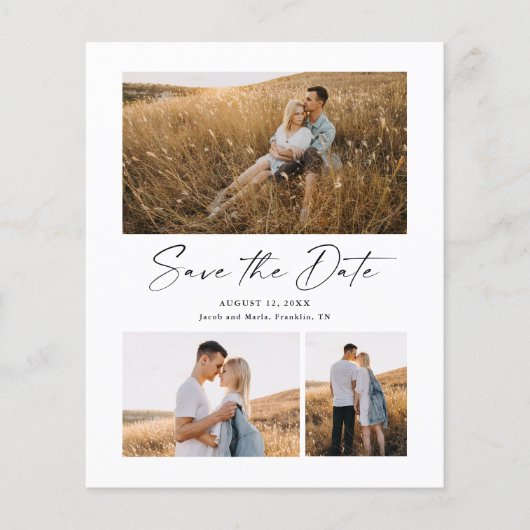 Papier Budget Script 3 Photo Mariage Save The Date (Devant)