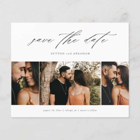 Papier Budget Script 3 Photo Save the Date  (Devant)