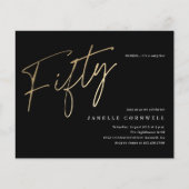 Papier Budget Script Black Gold 50th Birthday Invitation (Devant)