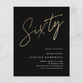 Papier Budget Script Black Gold 60th Birthday Invitation (Devant)