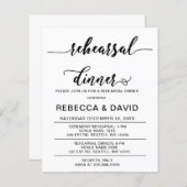 Papier Budget Script Black Rehearer Dîner Invitation (Devant / Derrière)