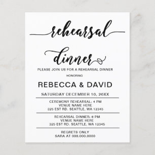 Papier Budget Script Black Rehearer Dîner Invitation