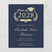 Papier Budget Script Blue College Faire-part de diplôme (Devant)