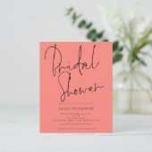 Papier Budget Script Coral Rose nuptiale douche Invitatio (Debout devant)