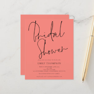 Papier Budget Script Coral Rose nuptiale douche Invitatio