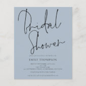Papier Budget Script Dusty Blue Bridal Shower Invitation (Devant)