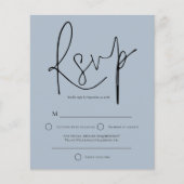 Papier Budget Script Dusty Blue Wedding RSVP (Devant)