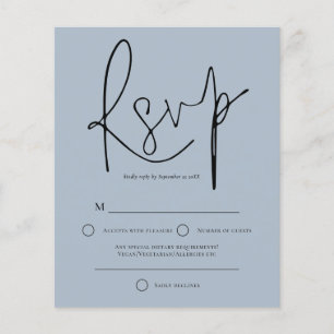 Papier Budget Script Dusty Blue Wedding RSVP