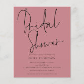 Papier Budget Script Dusty Rose Bridal Shower Invitation (Devant)