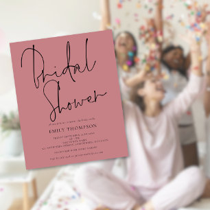 Papier Budget Script Dusty Rose Bridal Shower Invitation