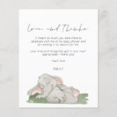 Papier Budget Script Elephant Baby shower amour et merci (Devant)