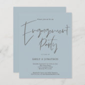 Papier Budget Script Engagement Party Dusty Blue Invitati (Devant / Derrière)