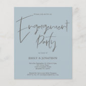 Papier Budget Script Engagement Party Dusty Blue Invitati (Devant)