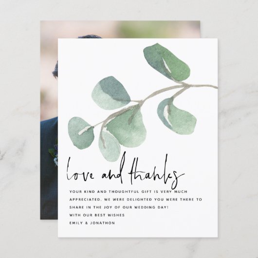 Papier Budget Script Eucalptus Merci photo nouvellement m (Devant / Derrière)