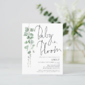Papier Budget Script Eucalyptus Baby in Bloom Invitation (Debout devant)