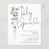 Papier Budget Script Eucalyptus Baby Sprinkle Invitation (Devant)