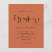 Papier Budget Script Faire-part de mariage en terre cuite (Devant)