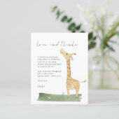 Papier Budget Script Giraffe Baby shower Amour et Merci (Debout devant)
