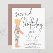 Papier Budget Script Girl Blonde 2e anniversaire Invitati (Devant / Derrière)