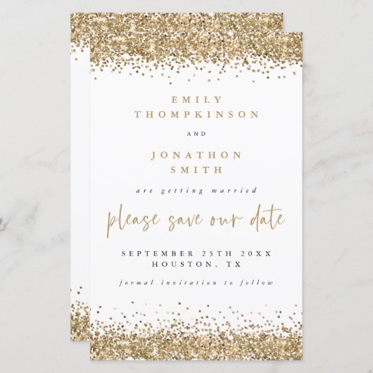 Papier Budget Script Gold Parties scintillant Mariage Enr (Devant / Derrière)