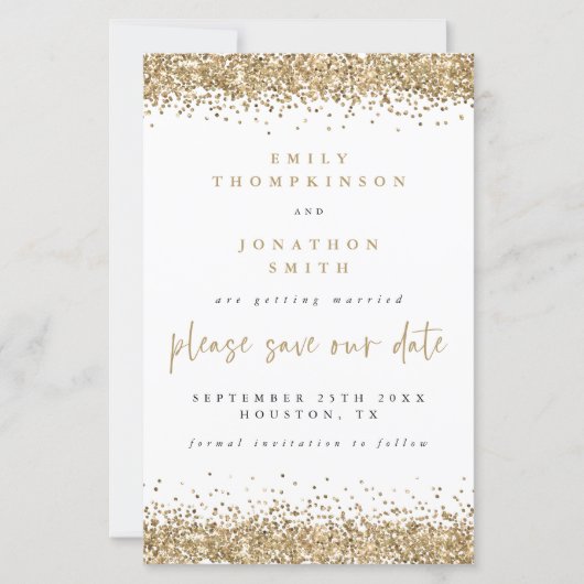 Papier Budget Script Gold Parties scintillant Mariage Enr (Devant)