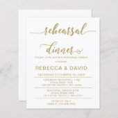 Papier Budget Script Gold Répétition Dîner Invitation (Devant / Derrière)