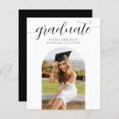 Papier Budget Script Graduate Arch Faire-part photo (Devant / Derrière)