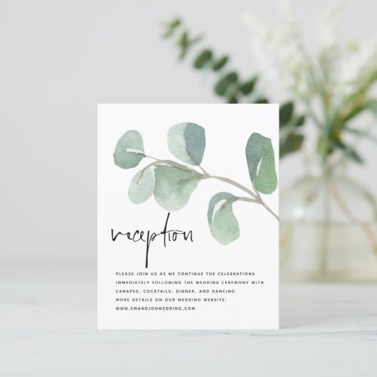 Papier Budget Script Green Eucalyptus Réception de mariag (Debout devant)