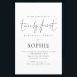 Papier Budget Script informel 21e anniversaire Invitation<br><div class="desc">Budget Script informel 21e anniversaire Invitation de fête. VEUILLEZ NOTER qu'il y a UN par feuille. Simple style contemporain minimaliste, avec Twenty First dans un script design moderne et le reste du texte que vous pouvez facilement personnaliser. Une taille PLUS GRANDE de 5, 5 po x 8, 5 po à...</div>